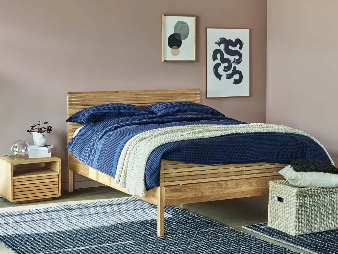 Slatted finish bedroom furniture