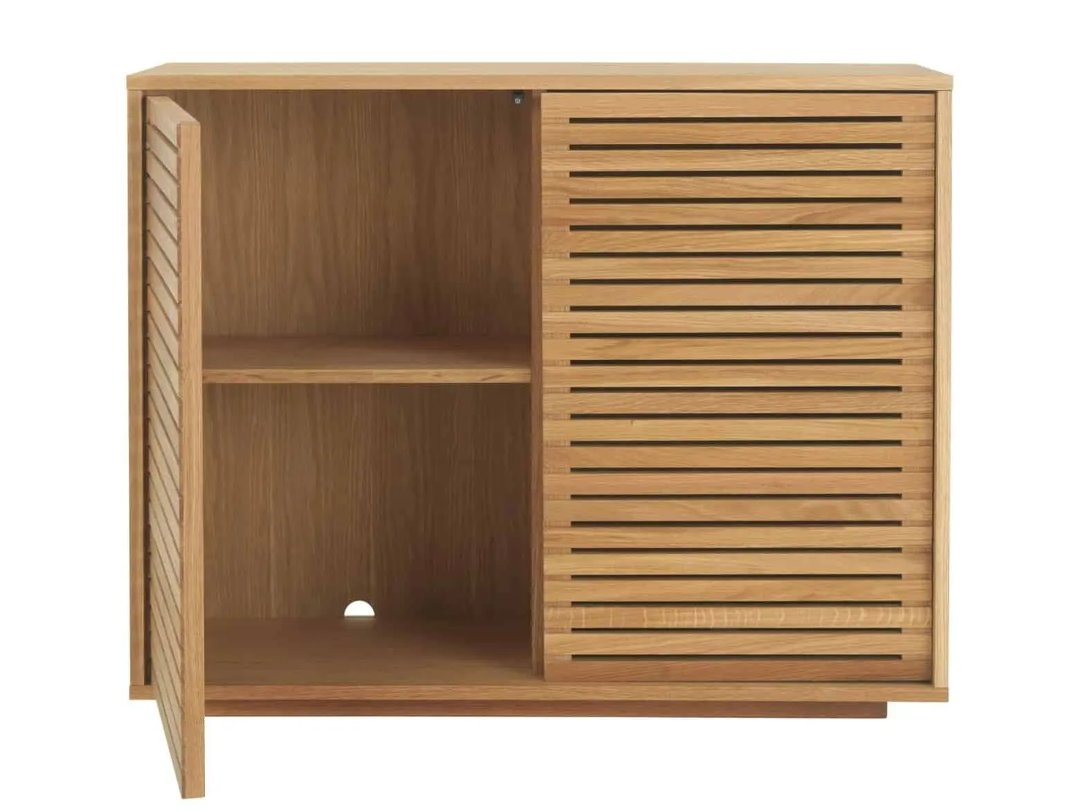 Storage console table with 2 slatted doors