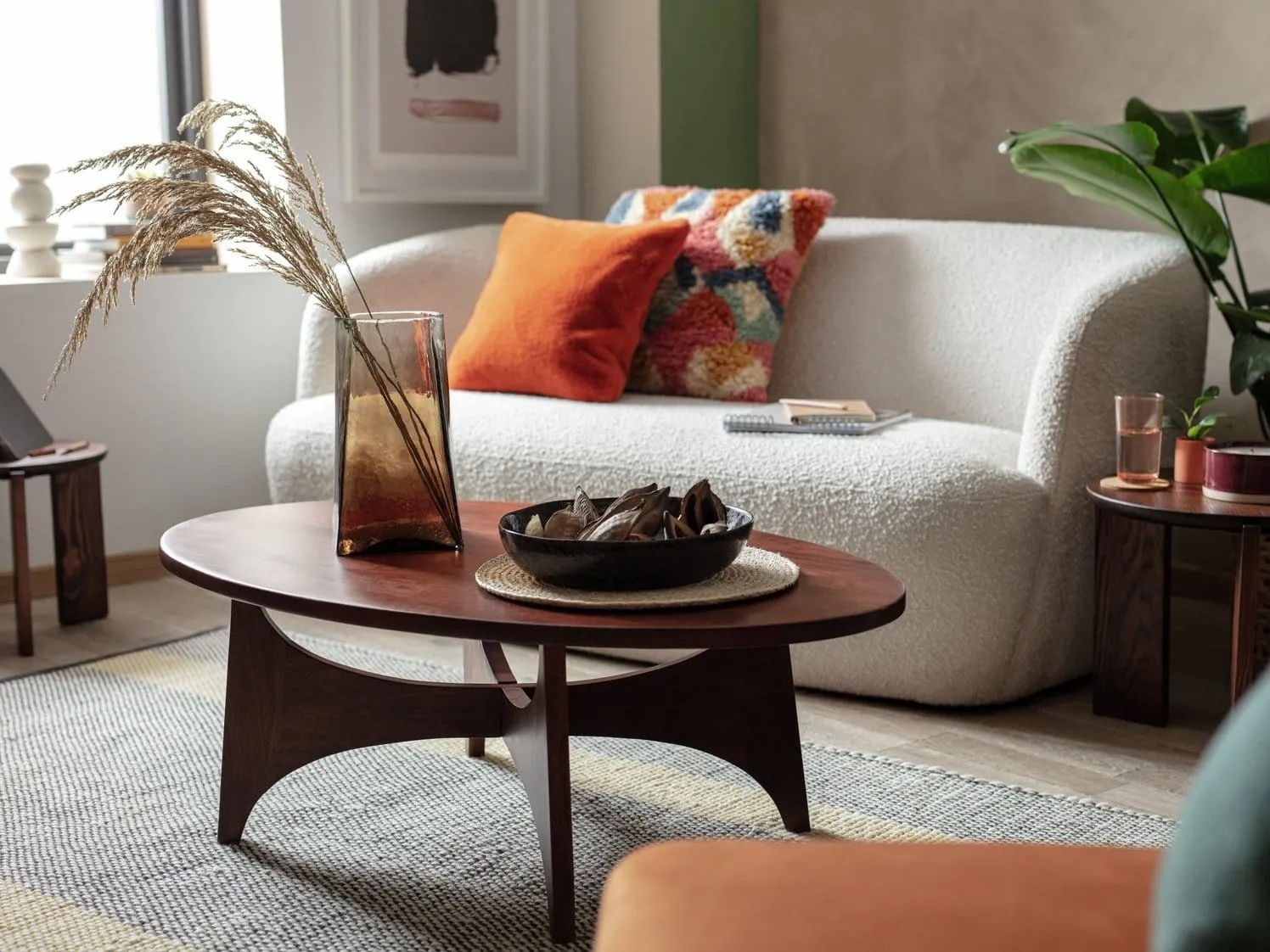 Mid century style oval coffee table