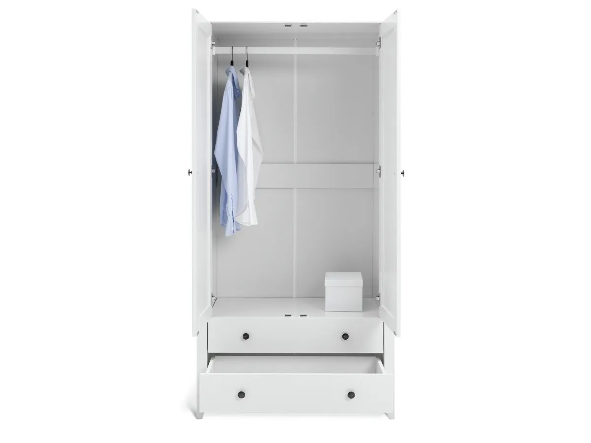 White 2-drawer wardrobe with 2 drawers
