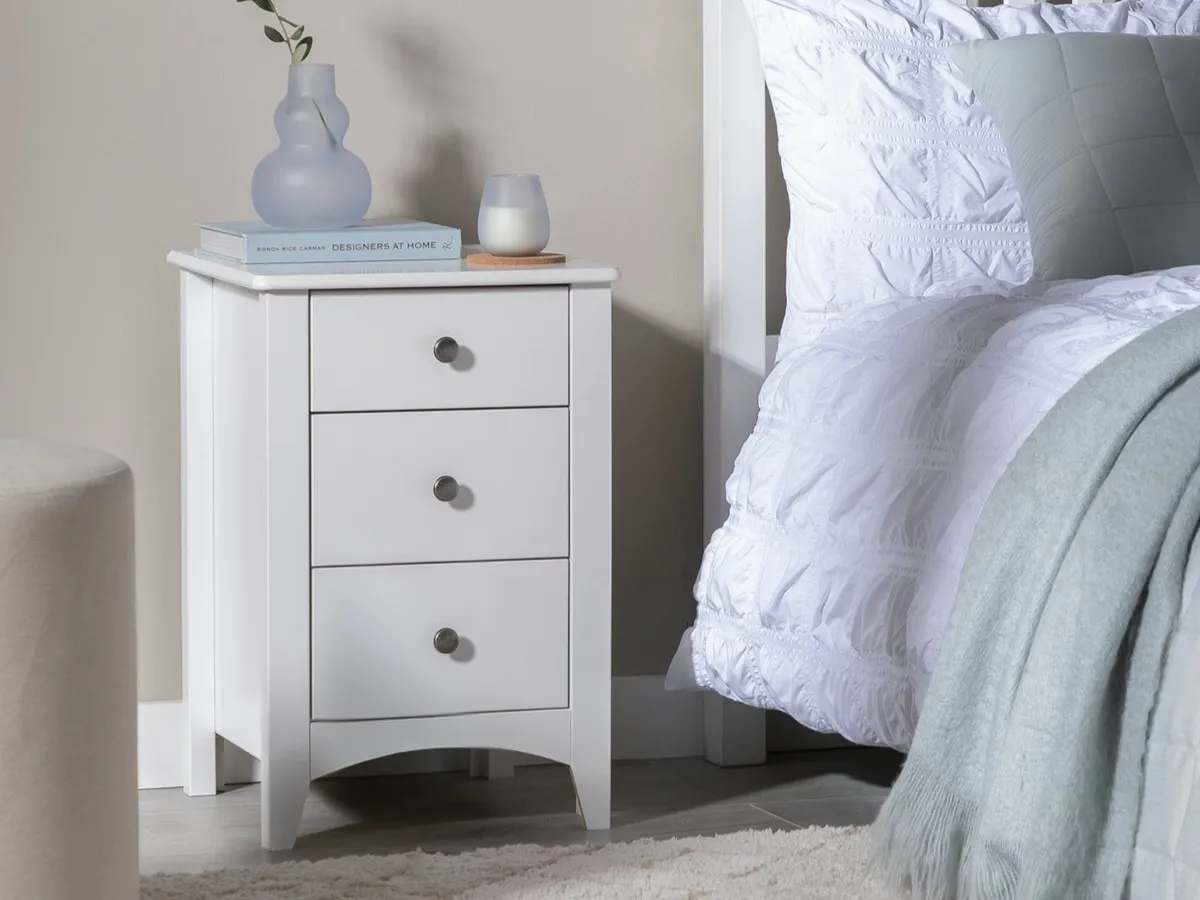 White 3-drawer bedside table
