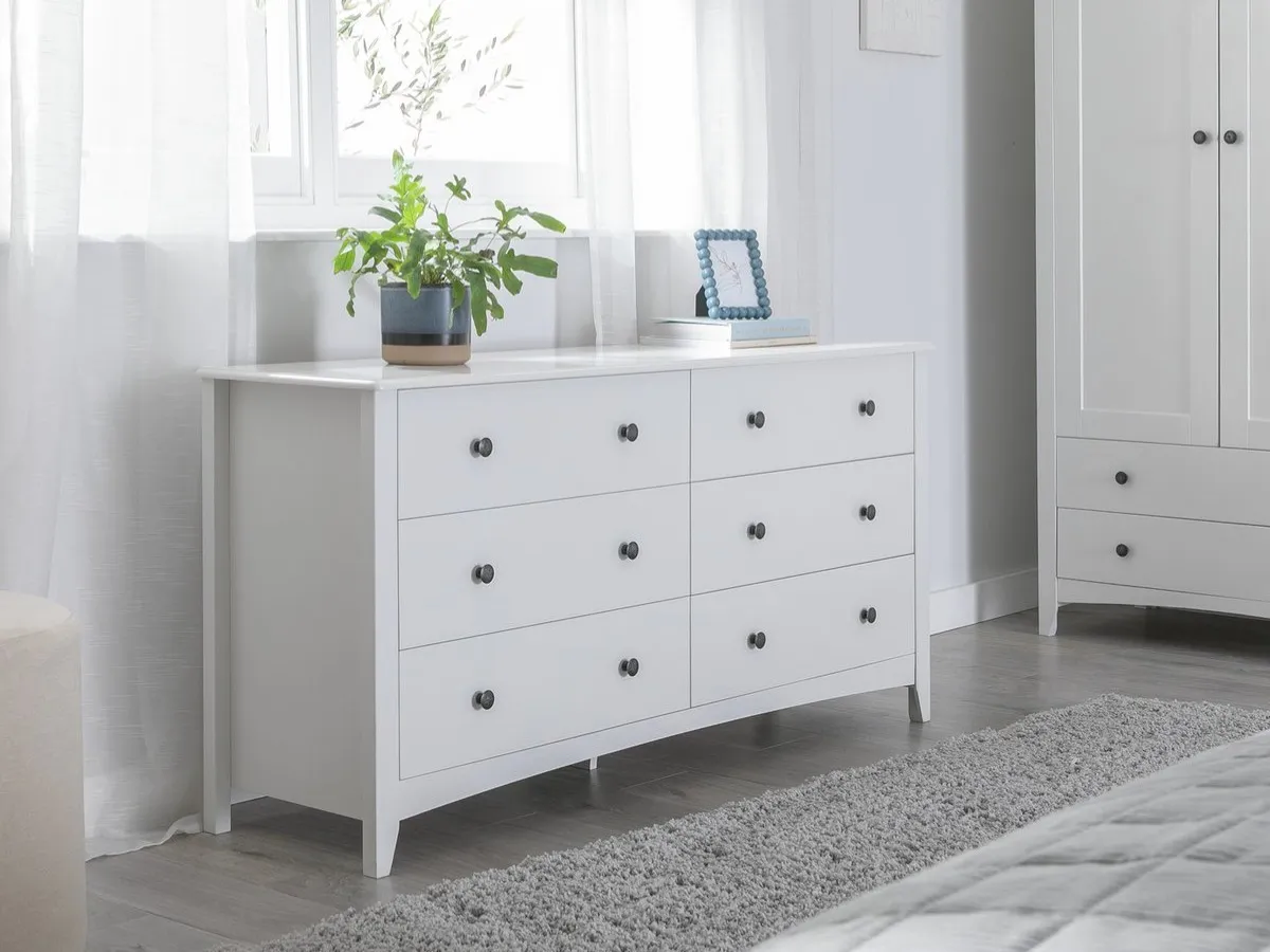 Wide white 3+3 drawers