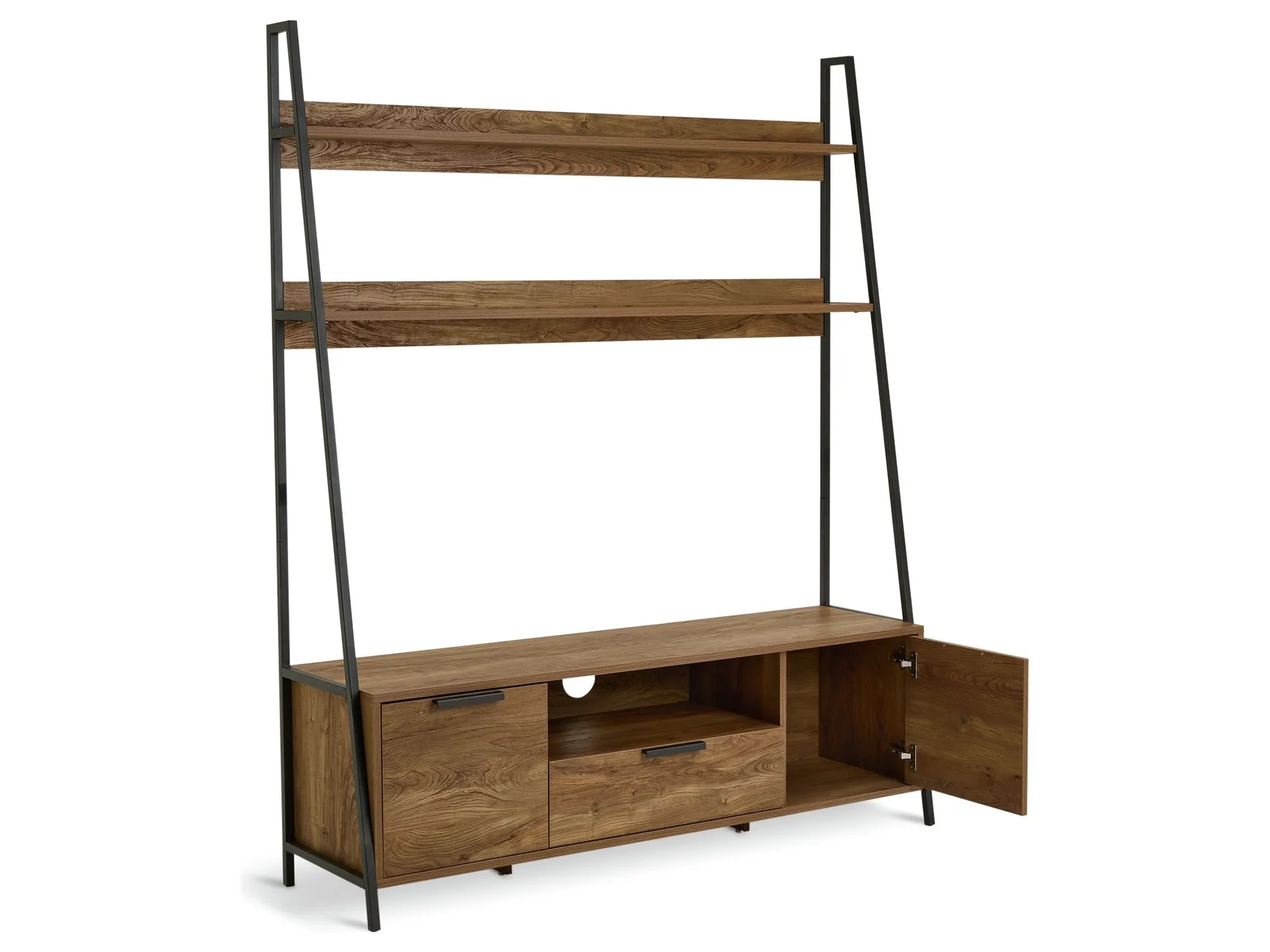 Industrial oak tv stand and media unit