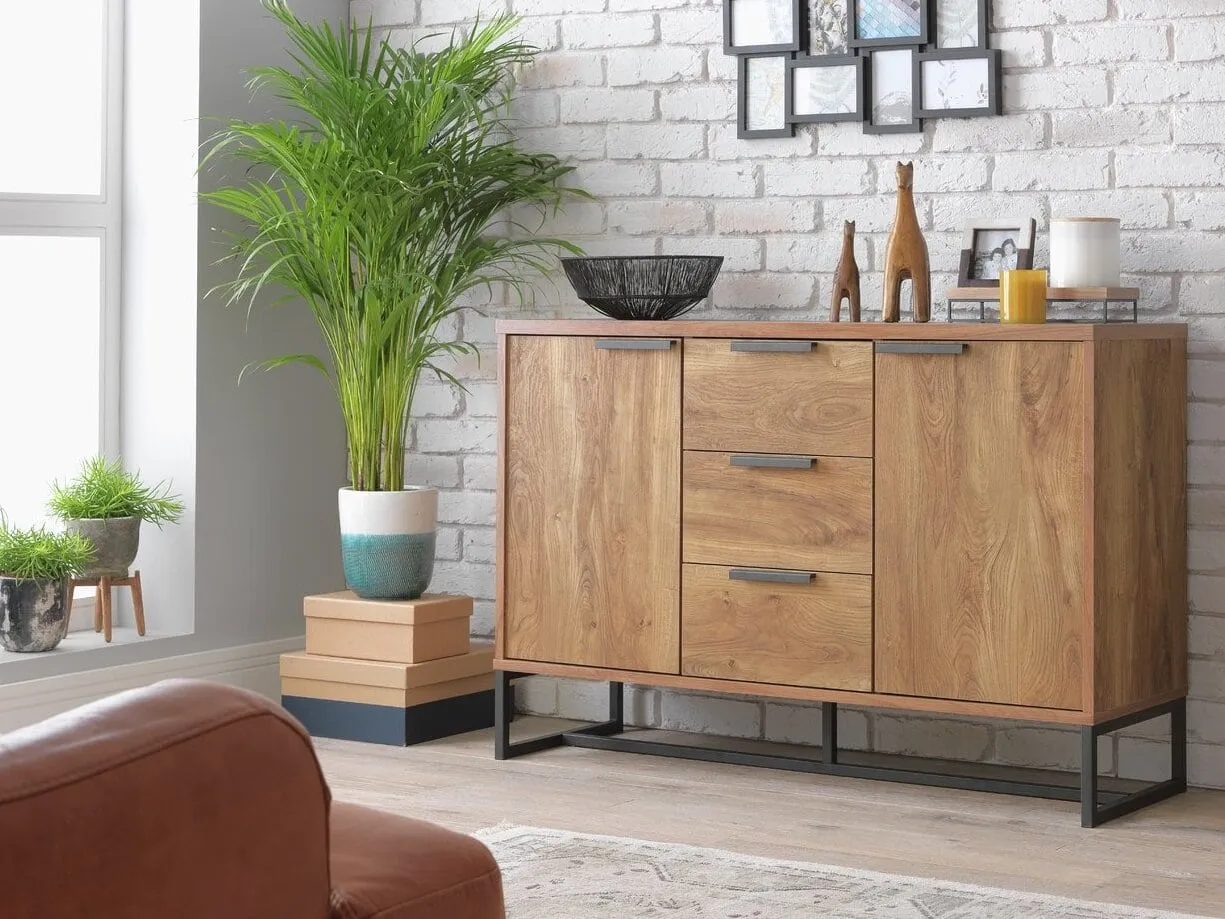 Industrial oak sidebaord