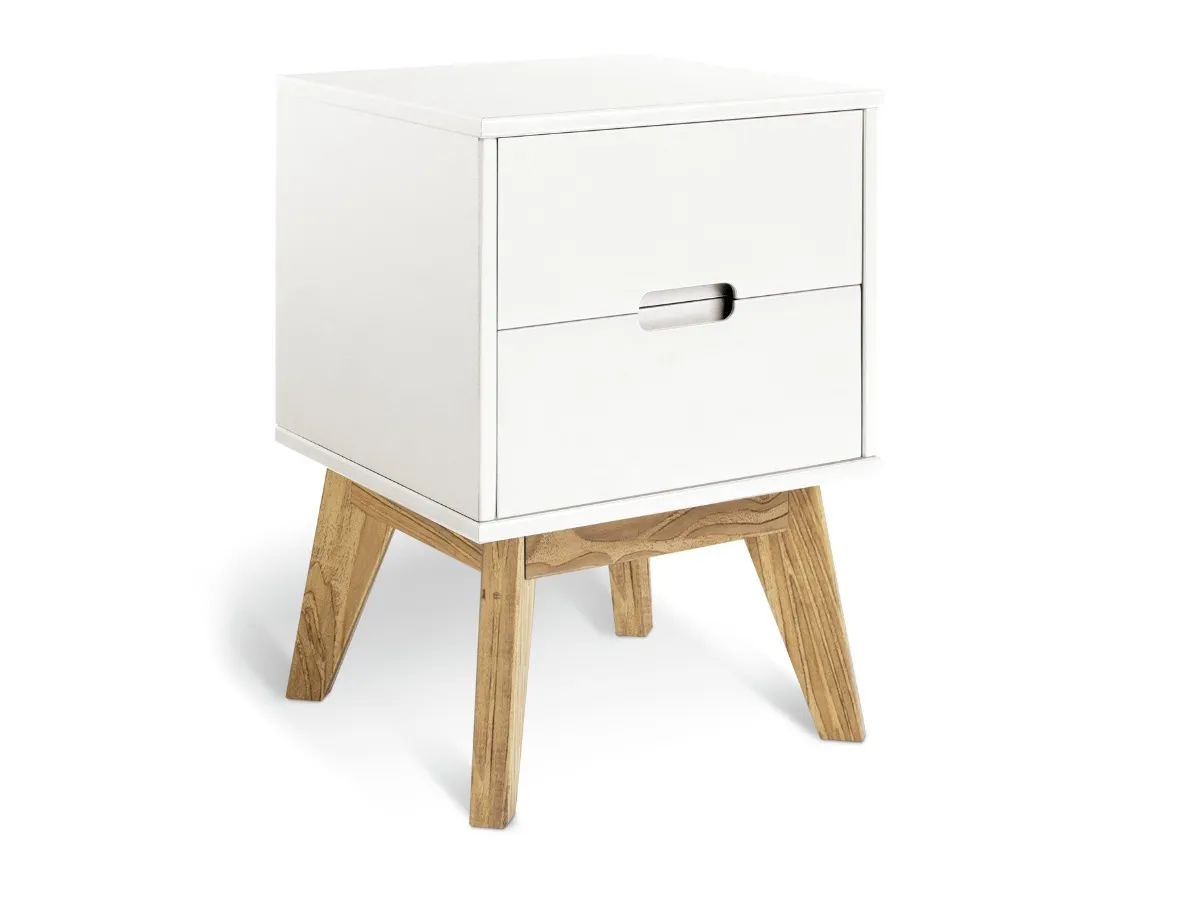Navy blue bedside table with 2 drawers