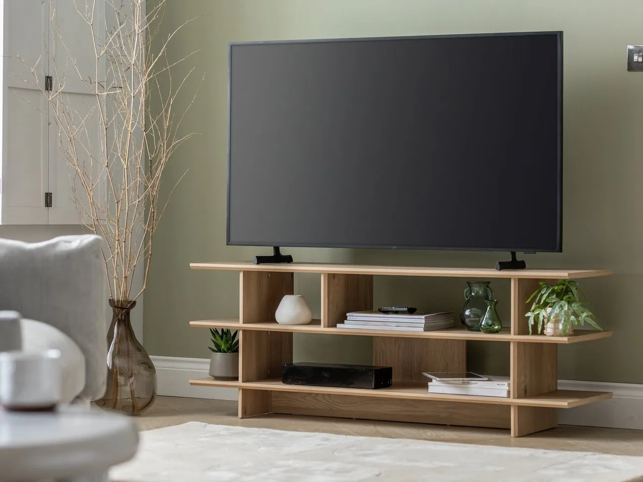 Oak finish tv stand