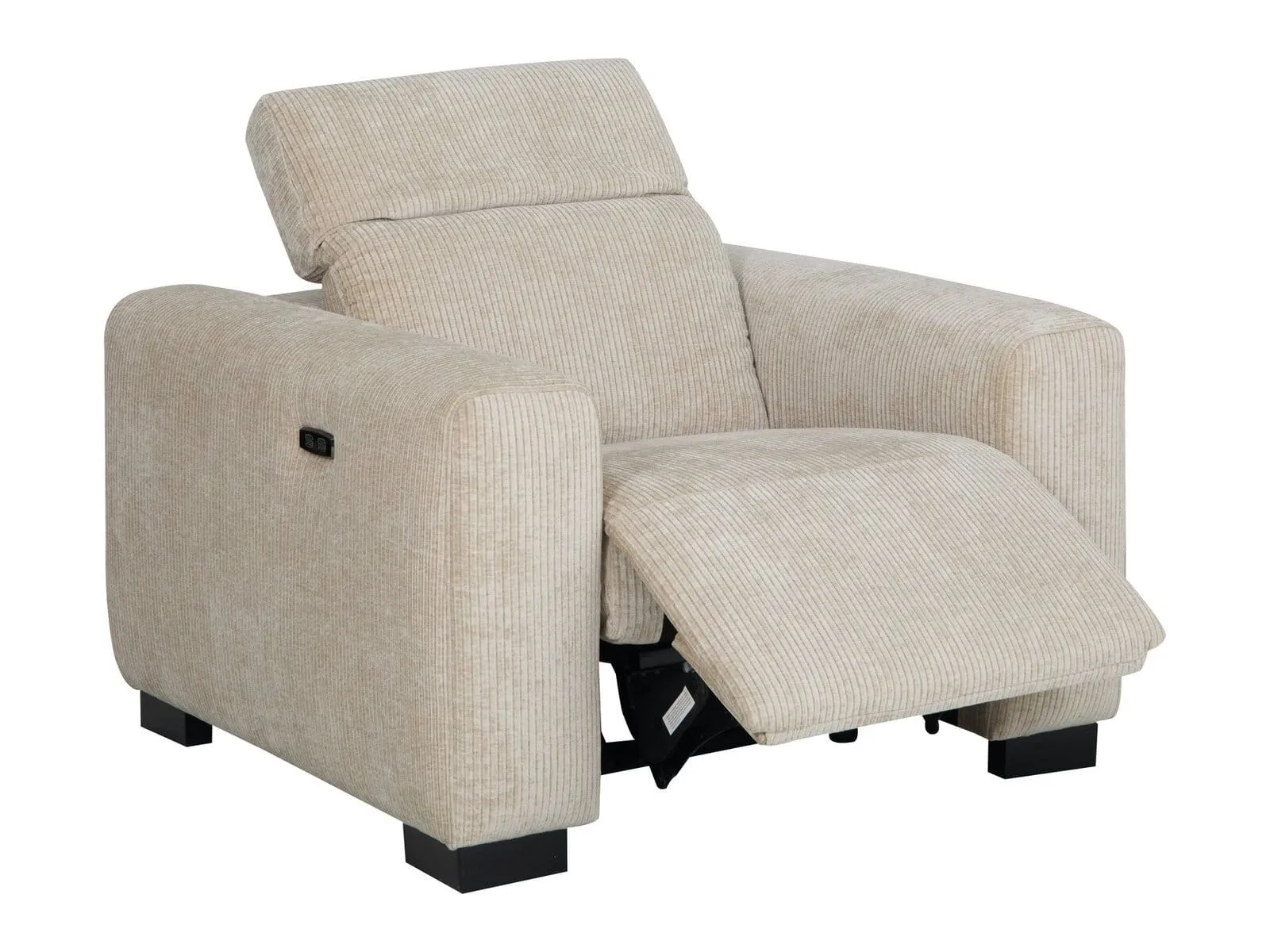 Beige corded fabric reclining armchair