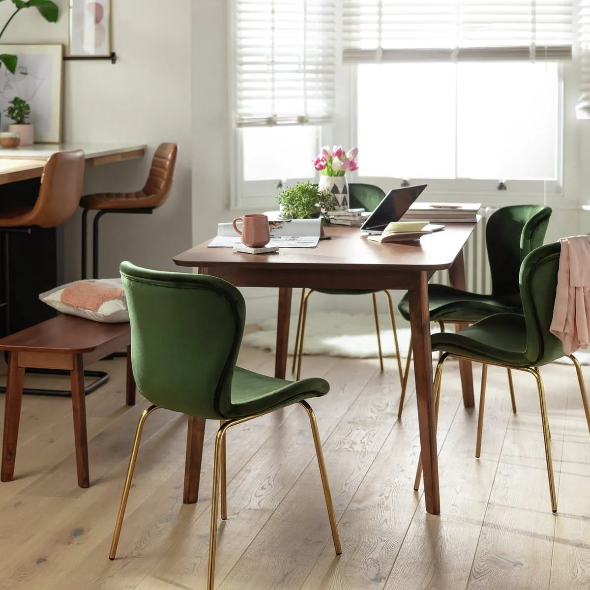 Rectangular walnut dining table
