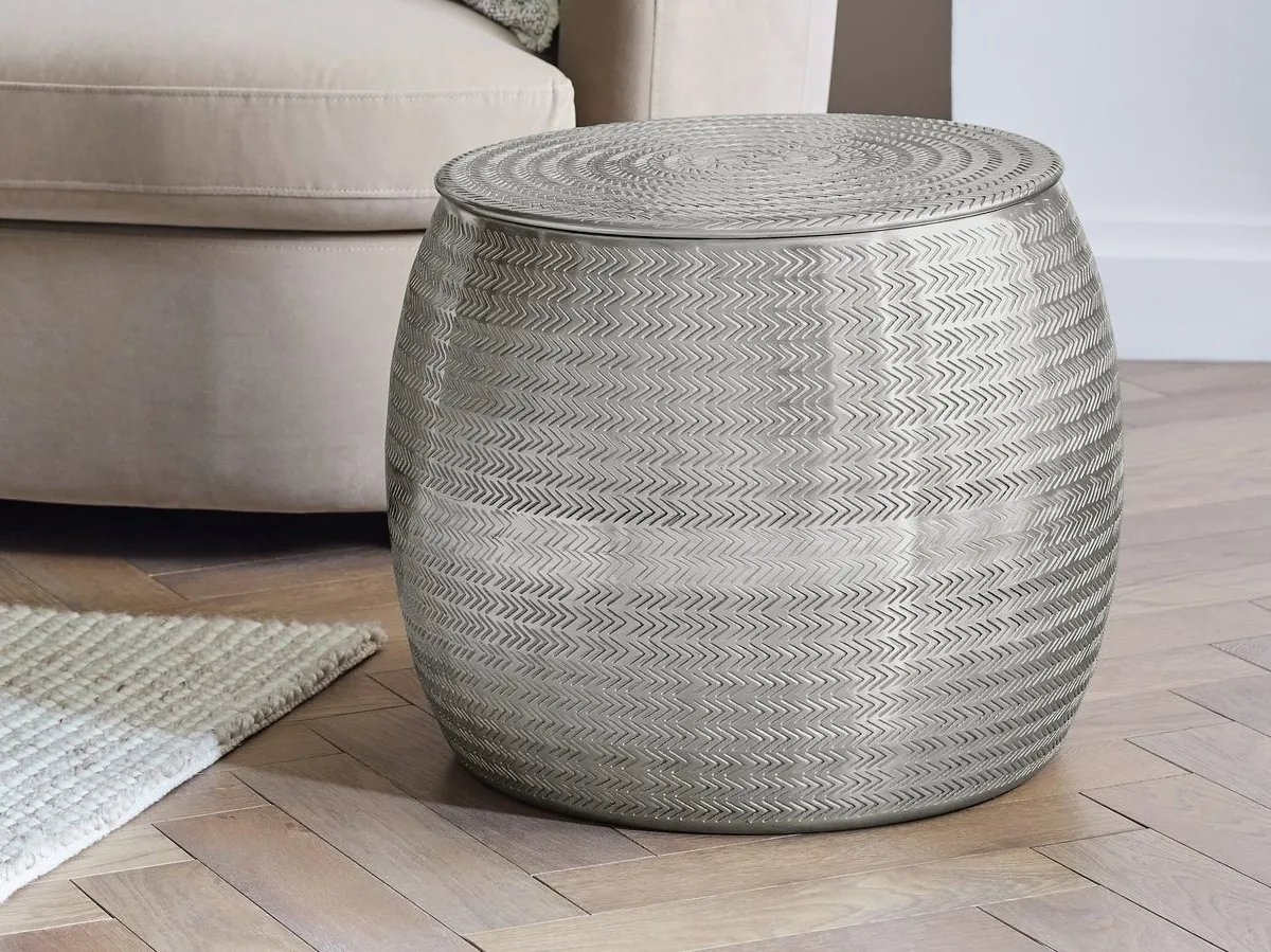 Round silver side table