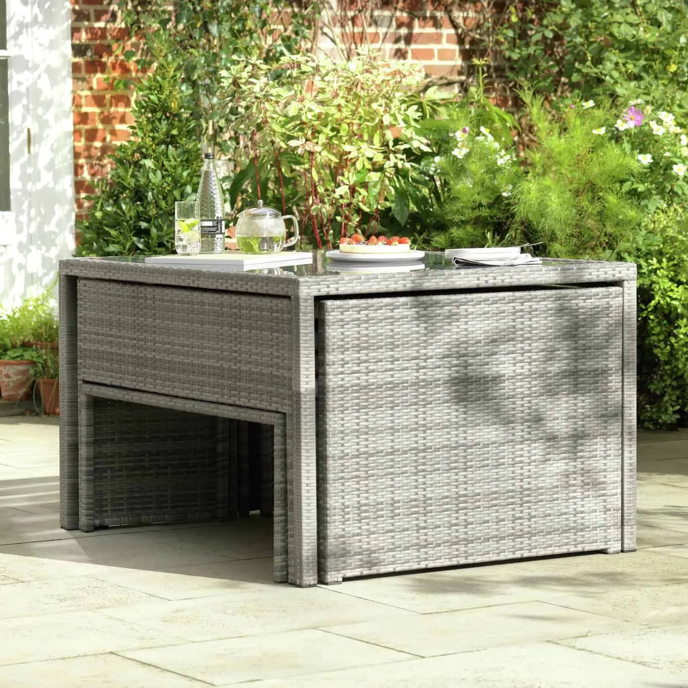 Garden furniture set packed away