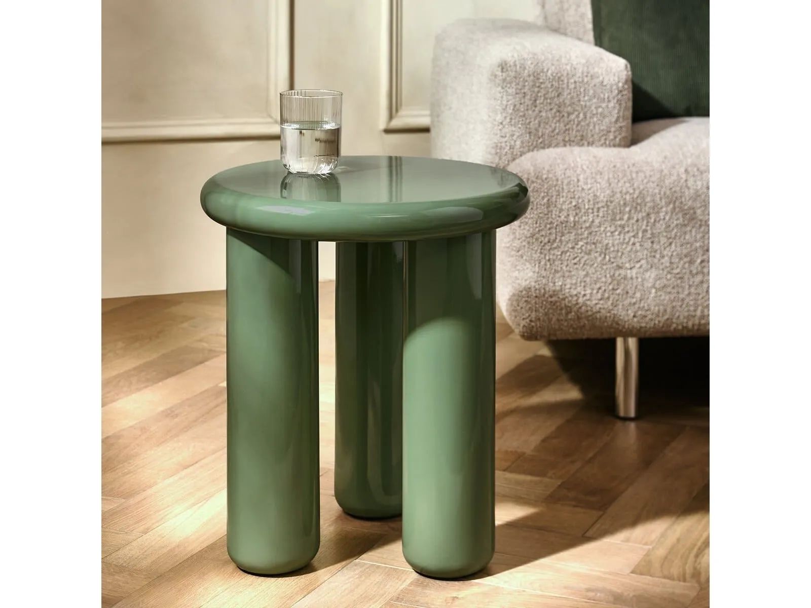 Round green side table