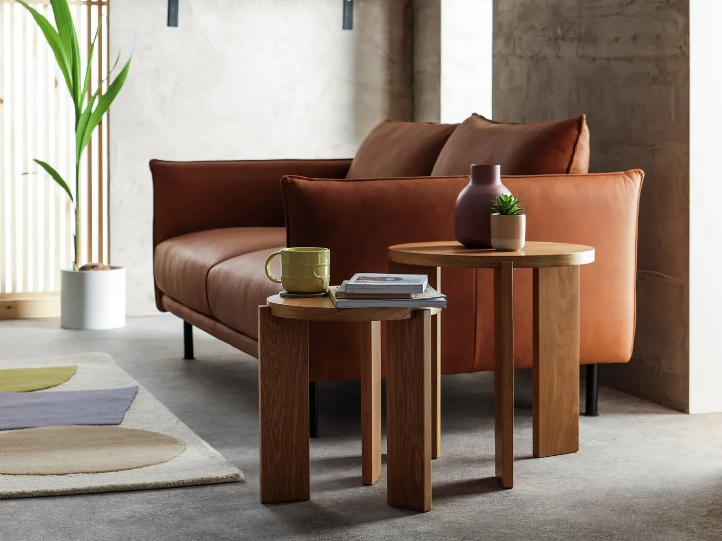 Round walnut tables