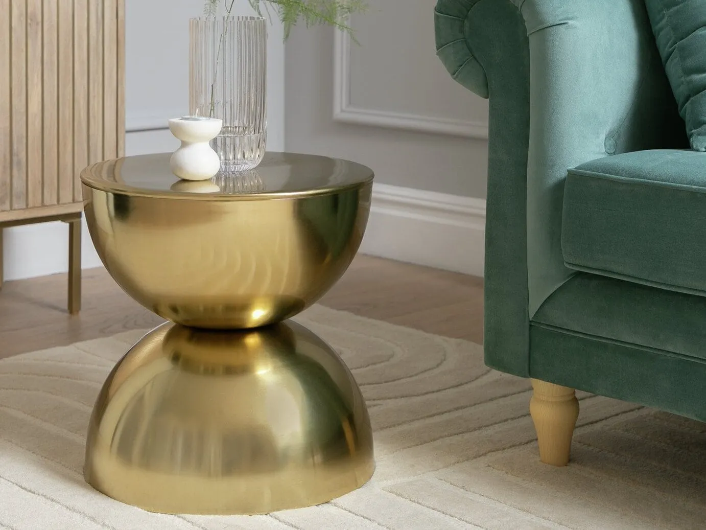 Round black side table