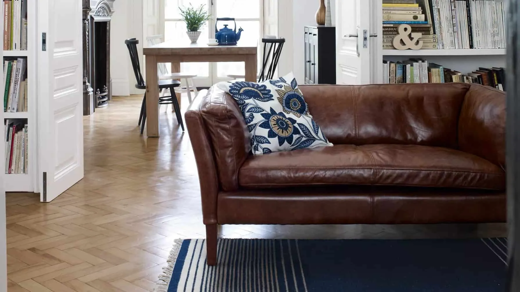 Antique-style leather sofa
