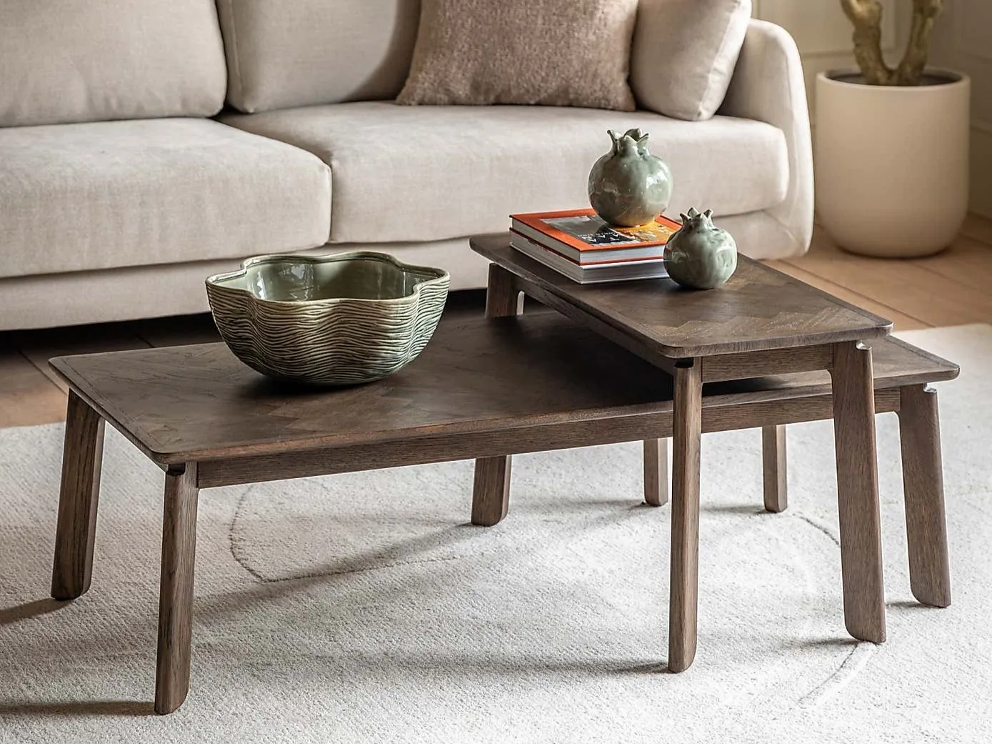 Dark oak nesting tables