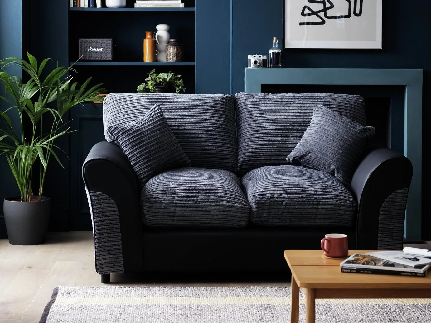 Cord fabric 2-seater sofa
