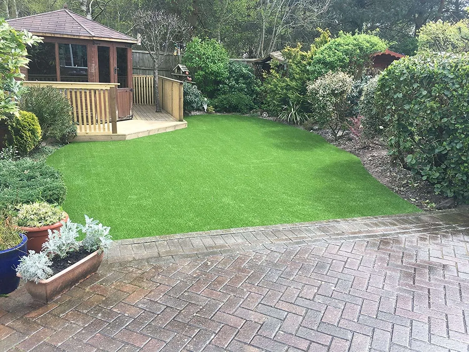 A lawn of realistic looking artificial grass