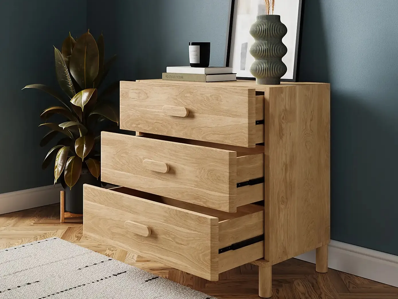 Oak 3-drawer chest