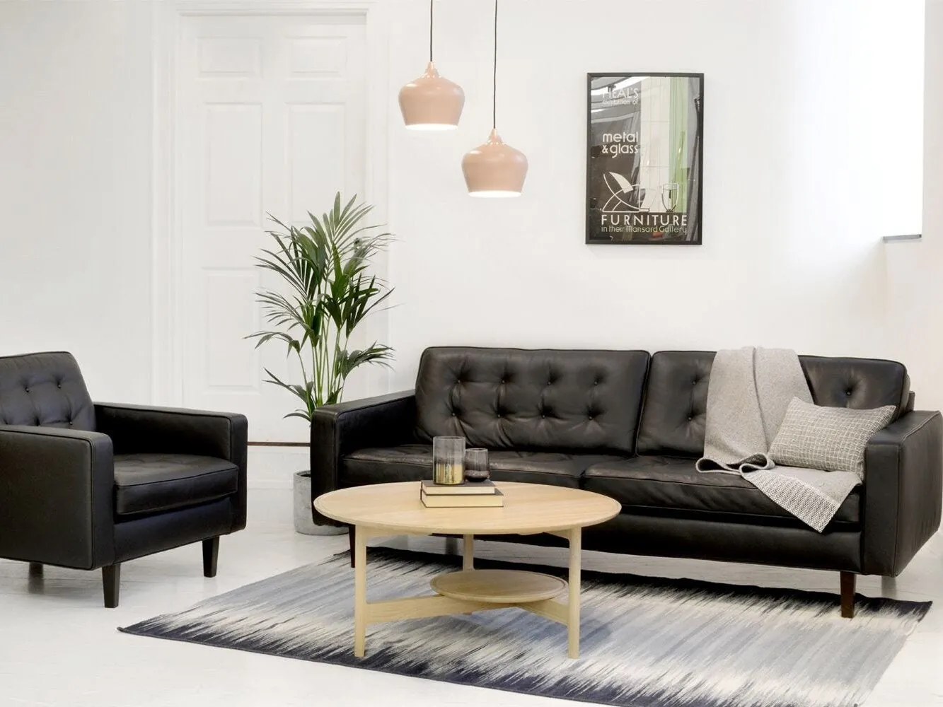 Black leather sofa