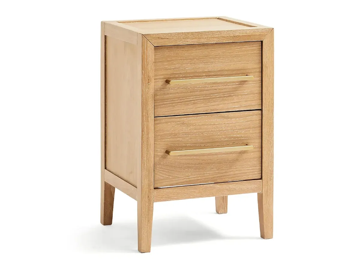 2-drawer bedside table with a medium oak finish