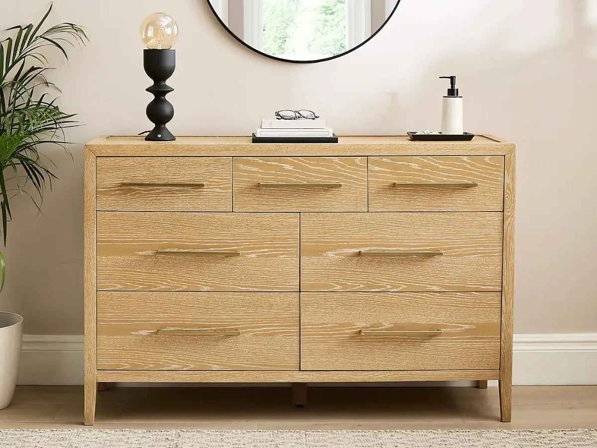 White-washed oak finish bedroom furniture