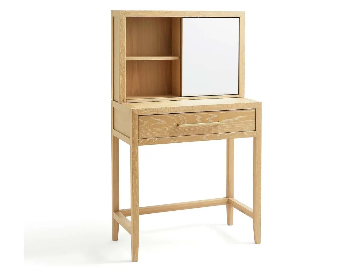 Contemporary oak dressing table with mirror