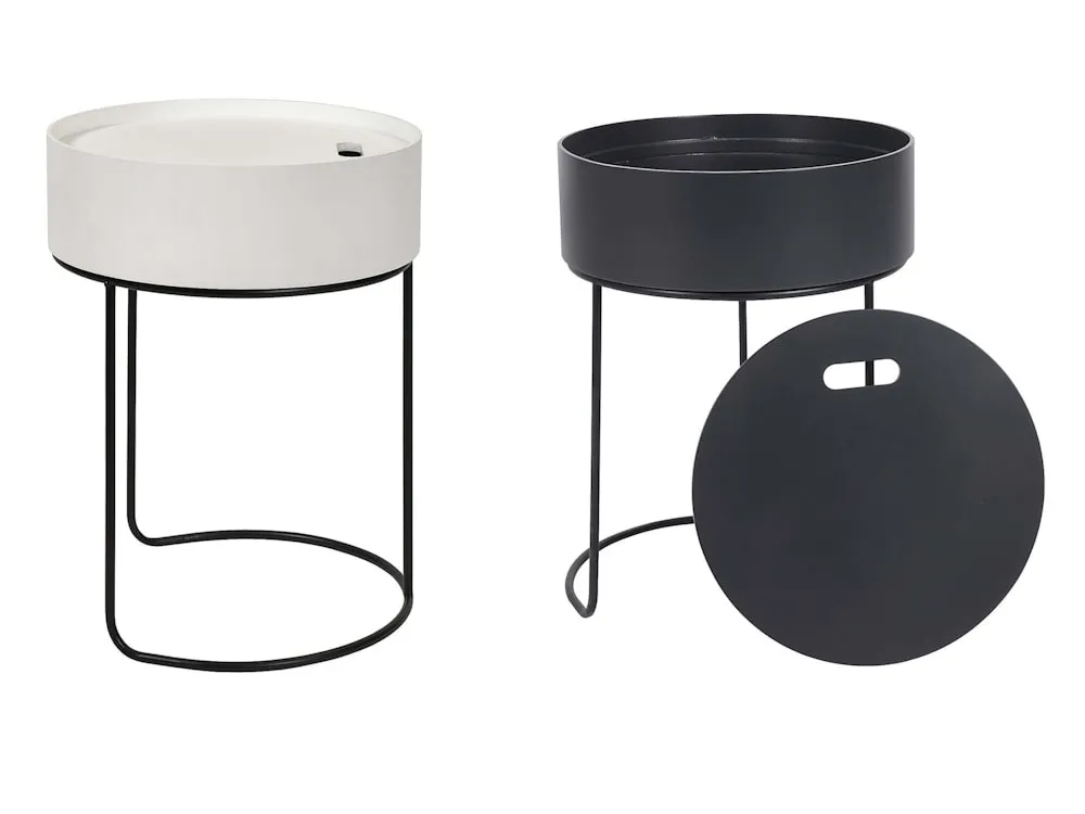 White and black storage side tables