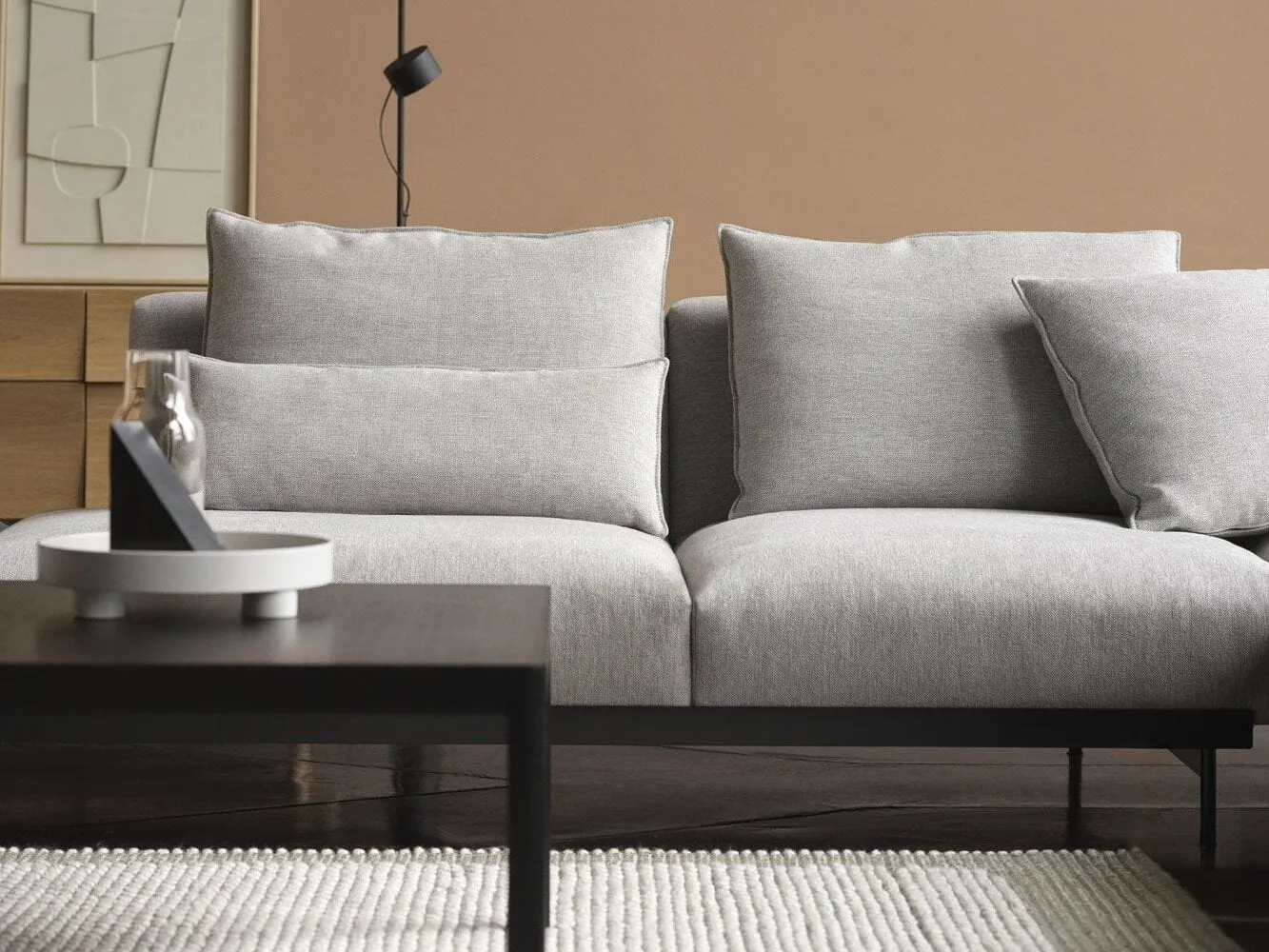 Grey fabric modular sofa