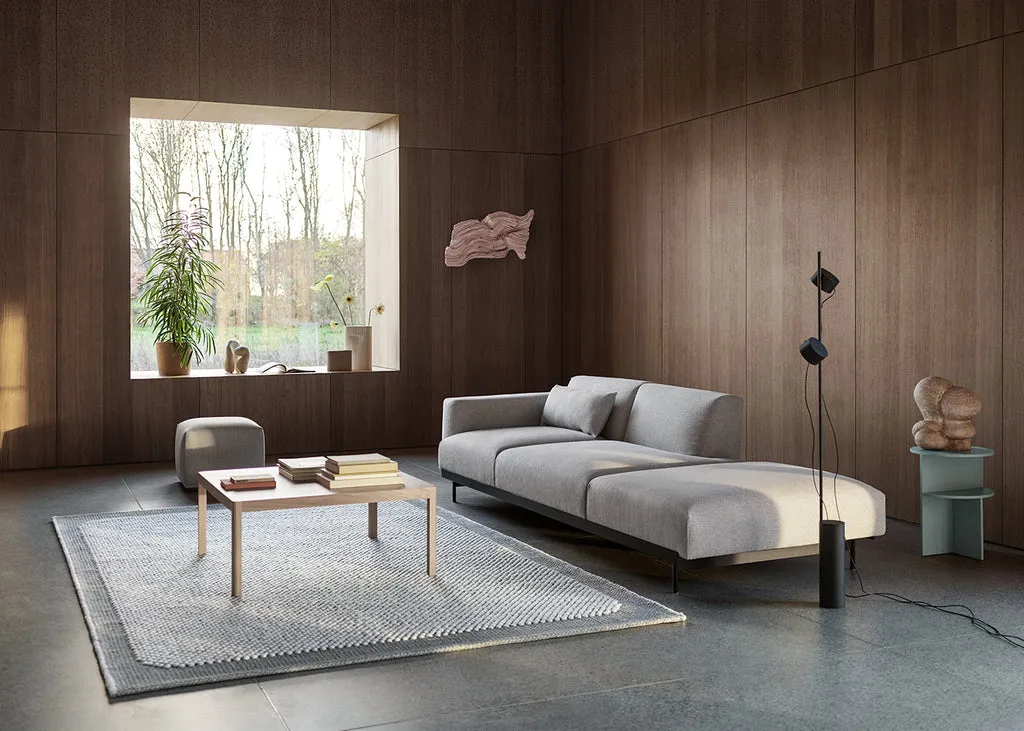 Grey fabric upholstered Italian-style sofa