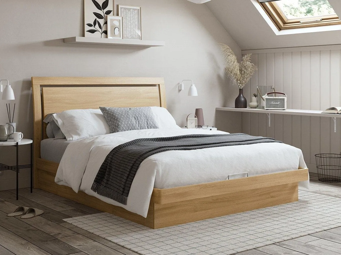 Solid Wood Storage Bed