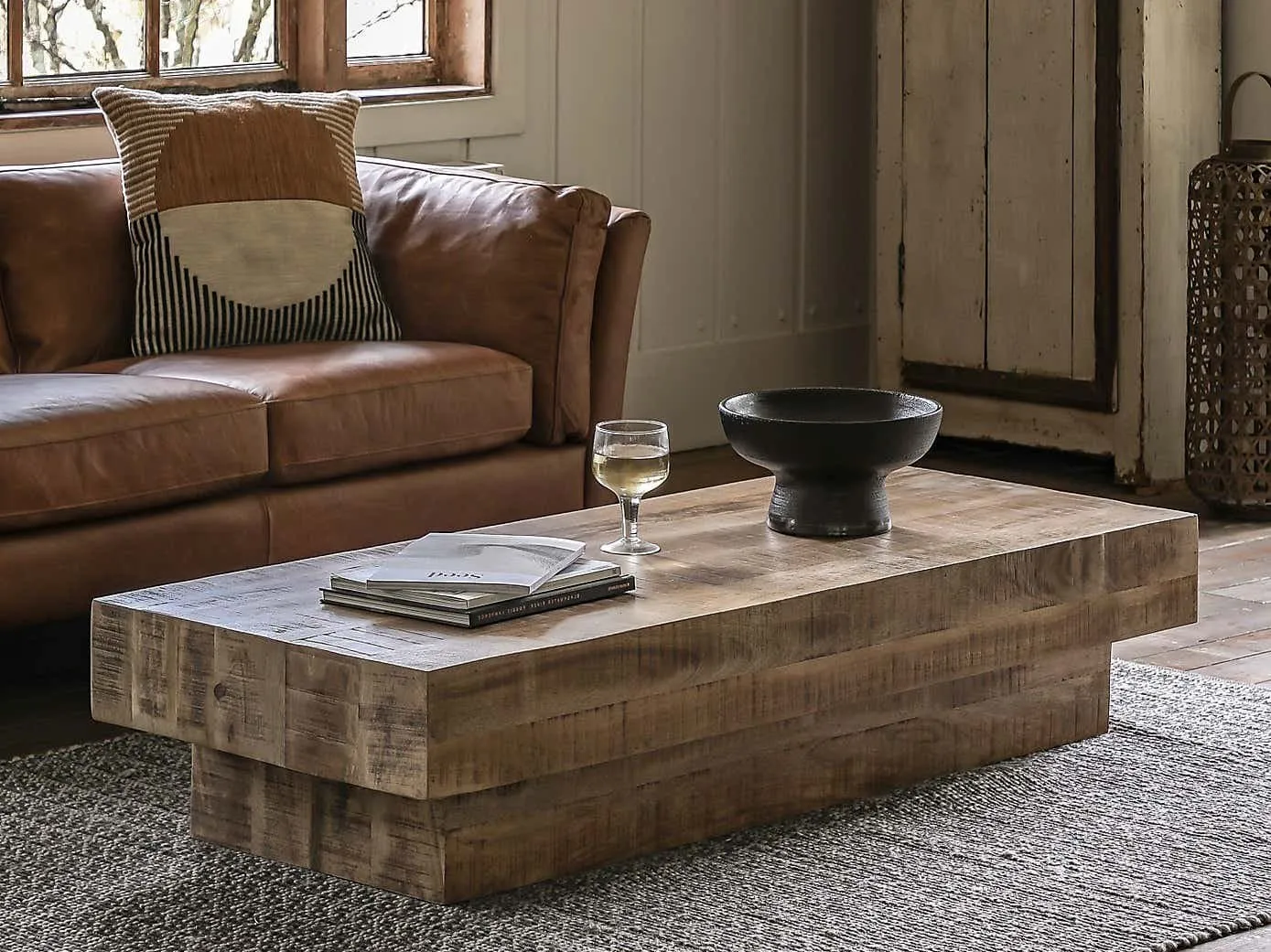 Rustic chunky timber coffee table