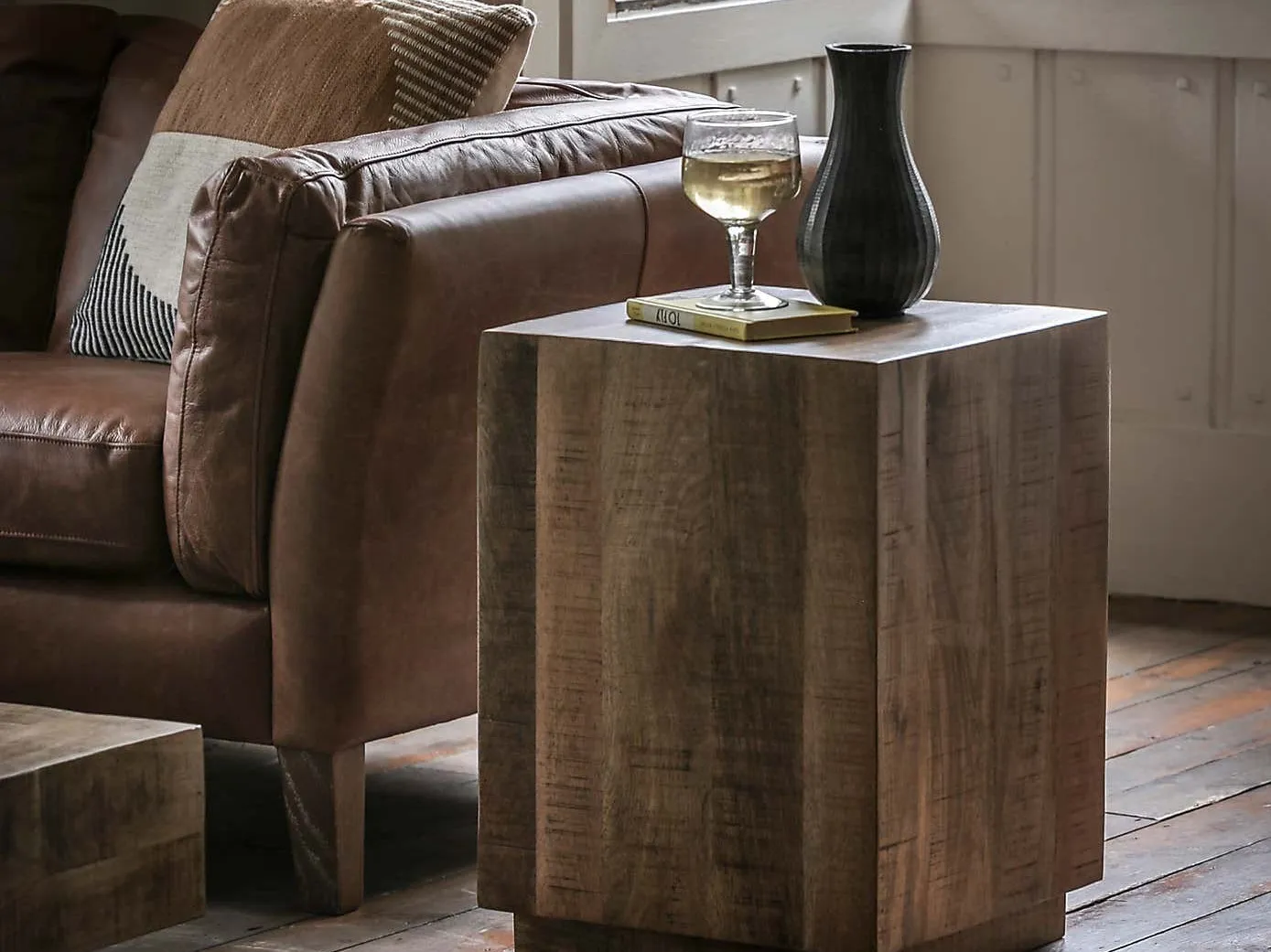 Solid mango wood side table