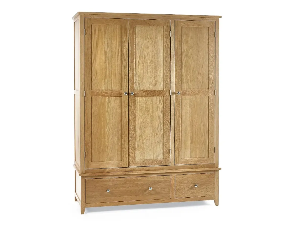 3-door oak wardrobe with 2 drawers