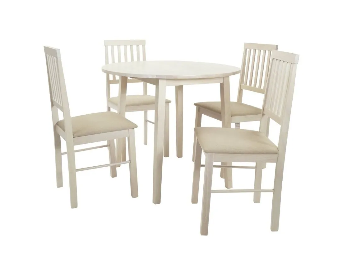White dining table and 4 chairs