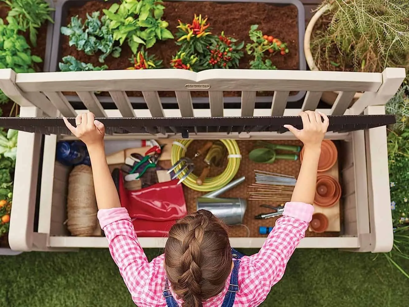 Outdoor storage bench