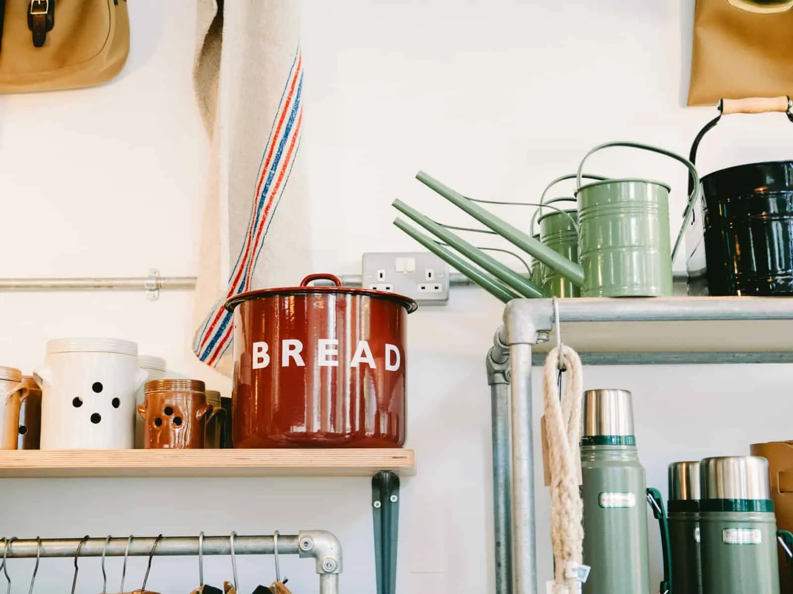 Kitchen shelves with decorative containers
