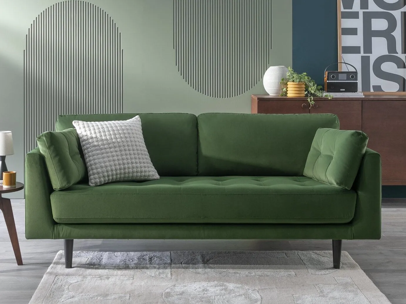 Green fabric sofa
