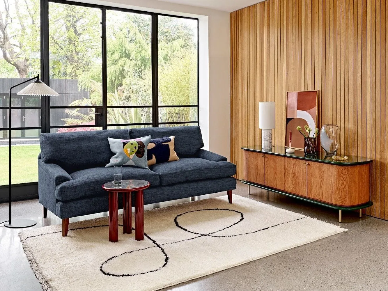 Lacquered oak sideboard with polished forest green top