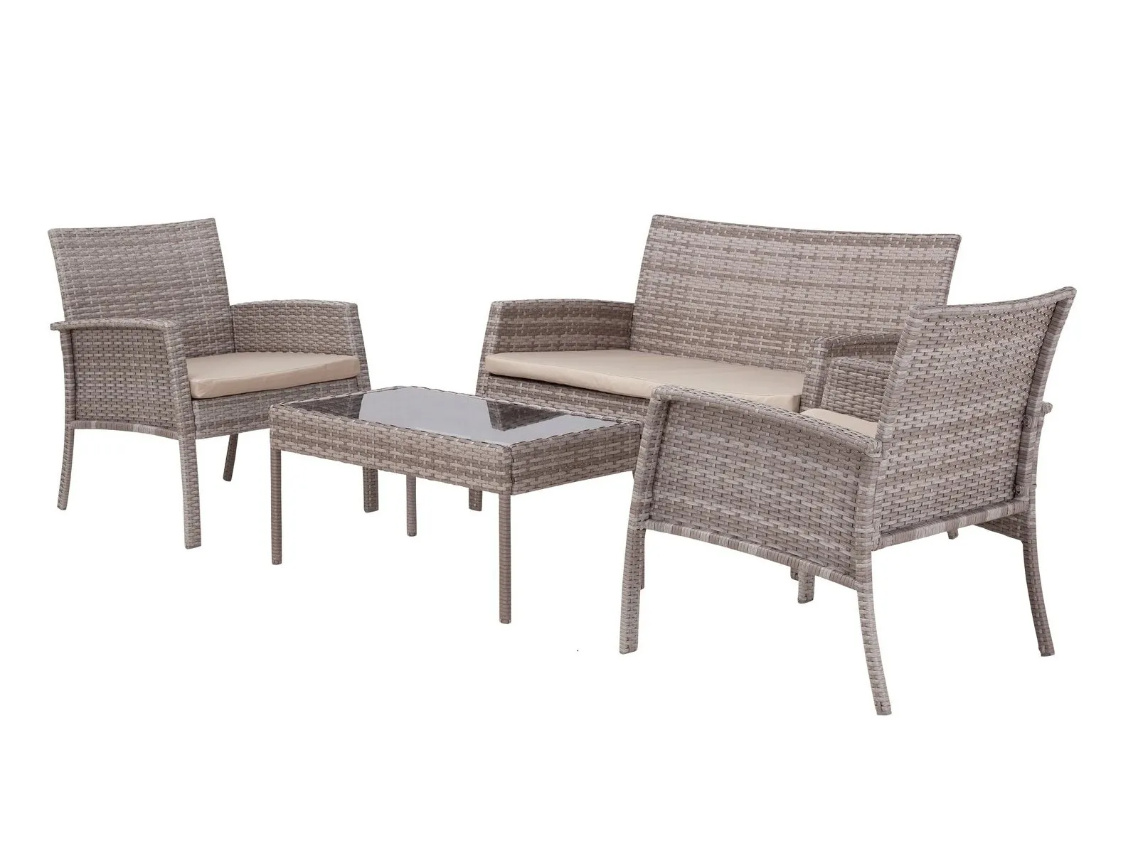 4-piece outdoor rattan lounge set
