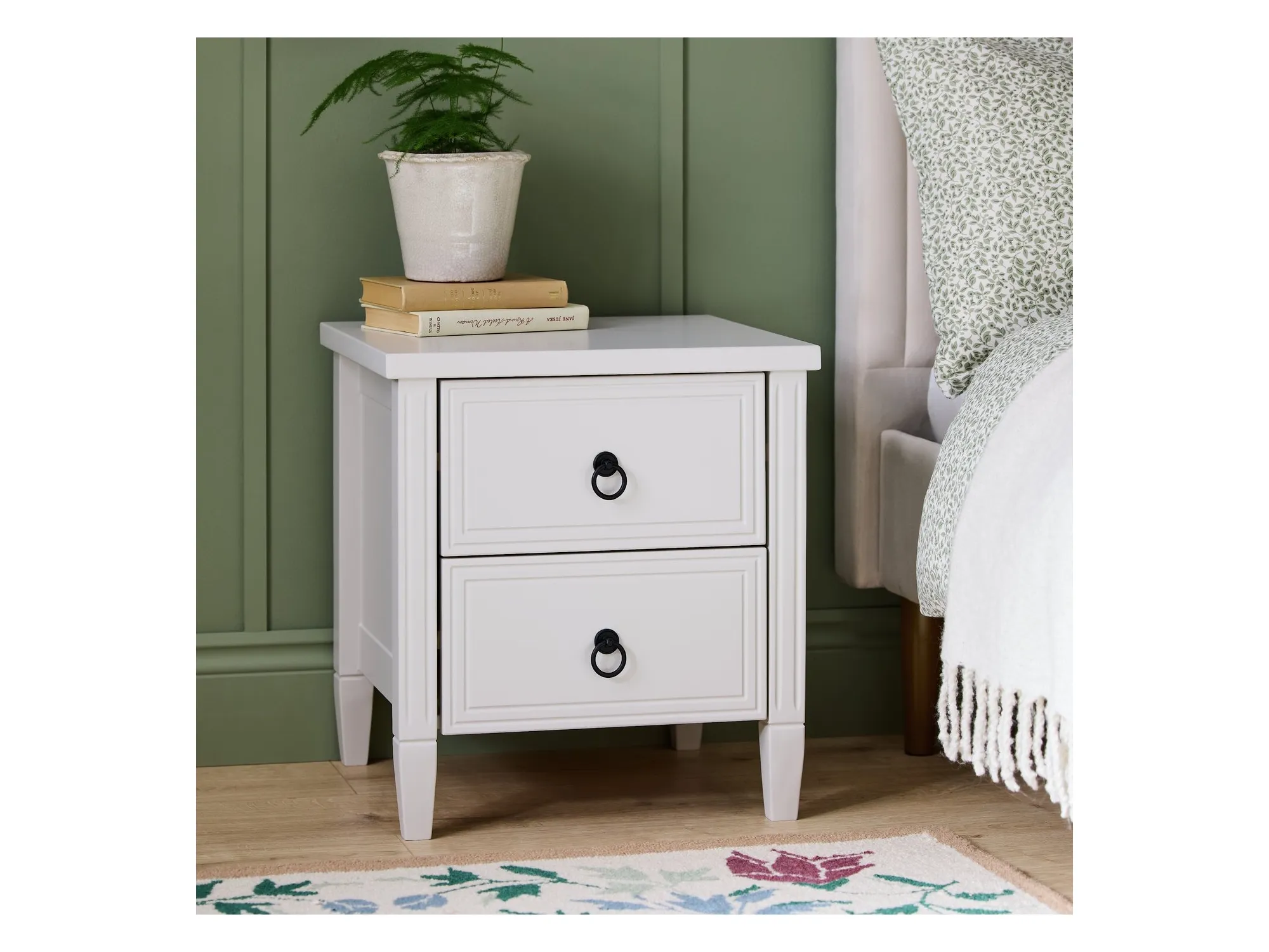 White 2-drawer bedside