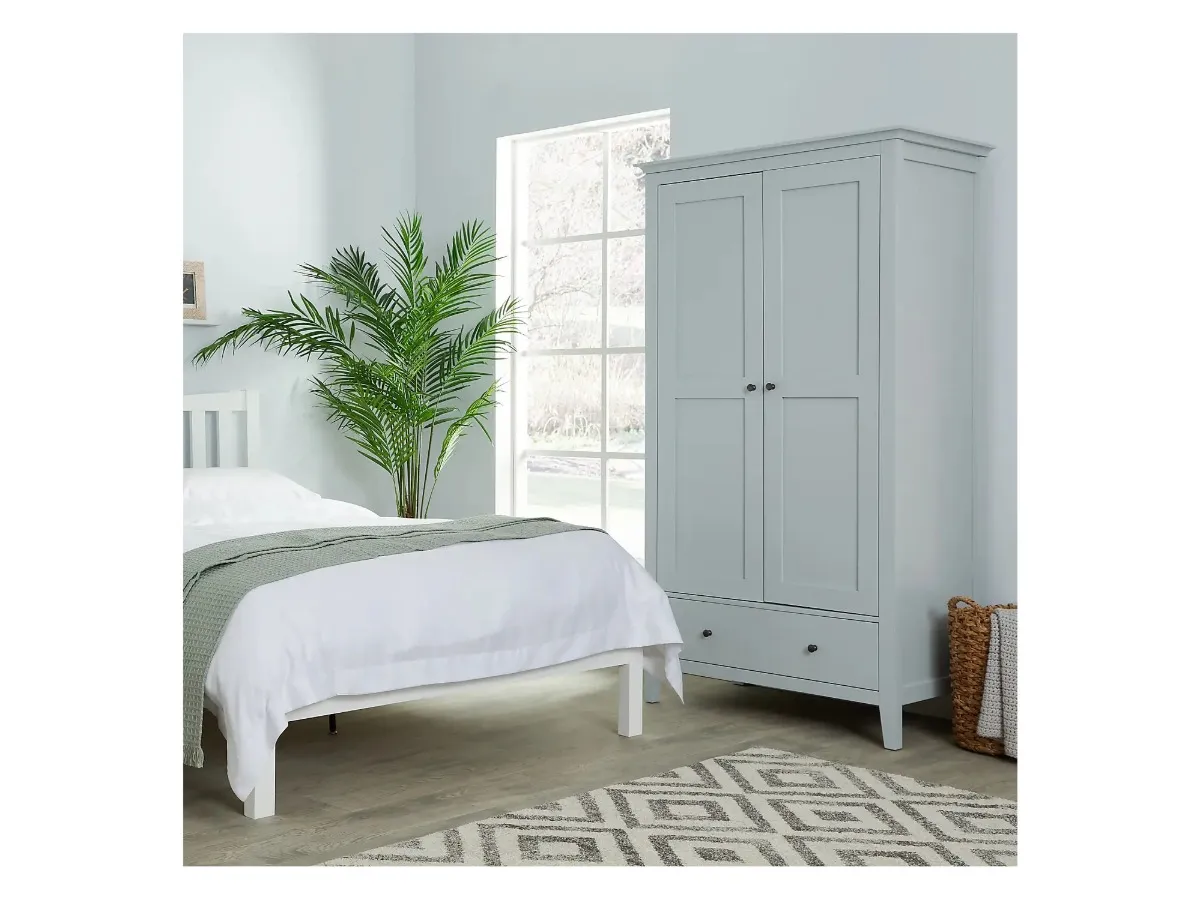 White painted 2-door wardrobe