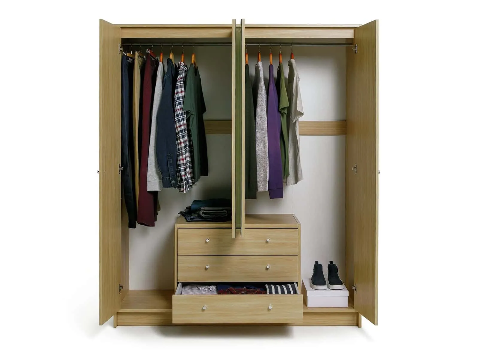 4-door wardrobe with 3 central doors