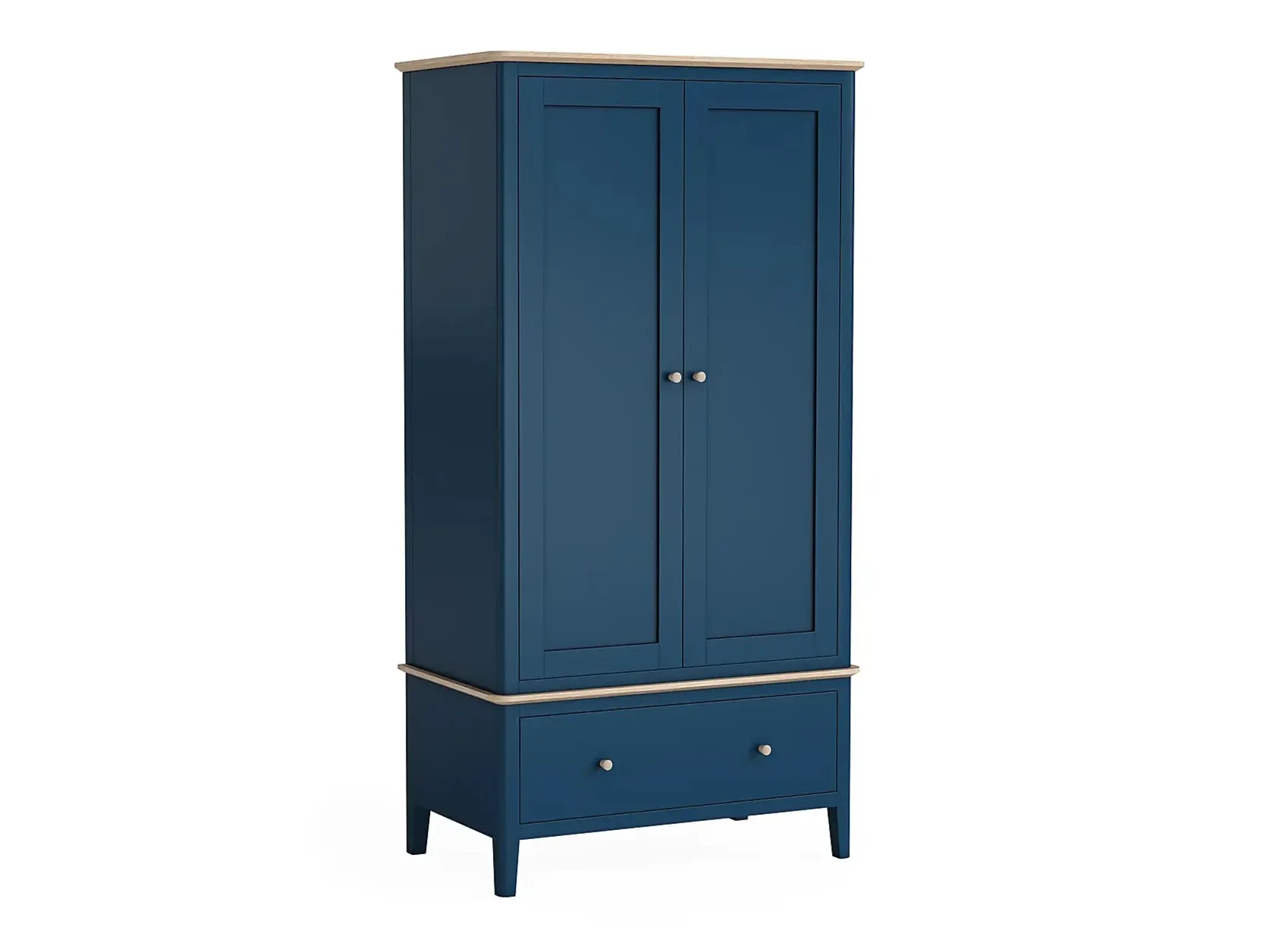 Navy 2-door wardrobe with lower drawer