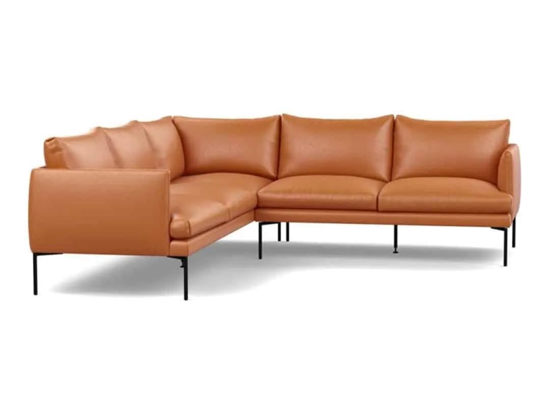 Designer tan leather corner sofa