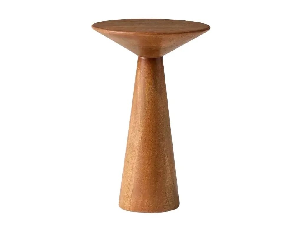 Round mango wood side table