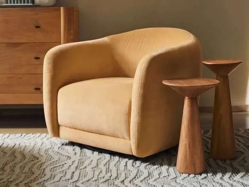 Round mango wood side tables