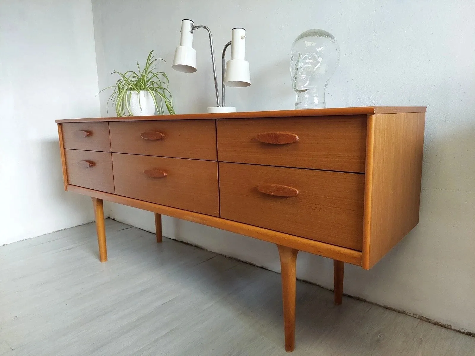 Teak 6 drawer sideboard