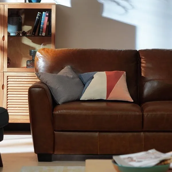 Tan leather sofa