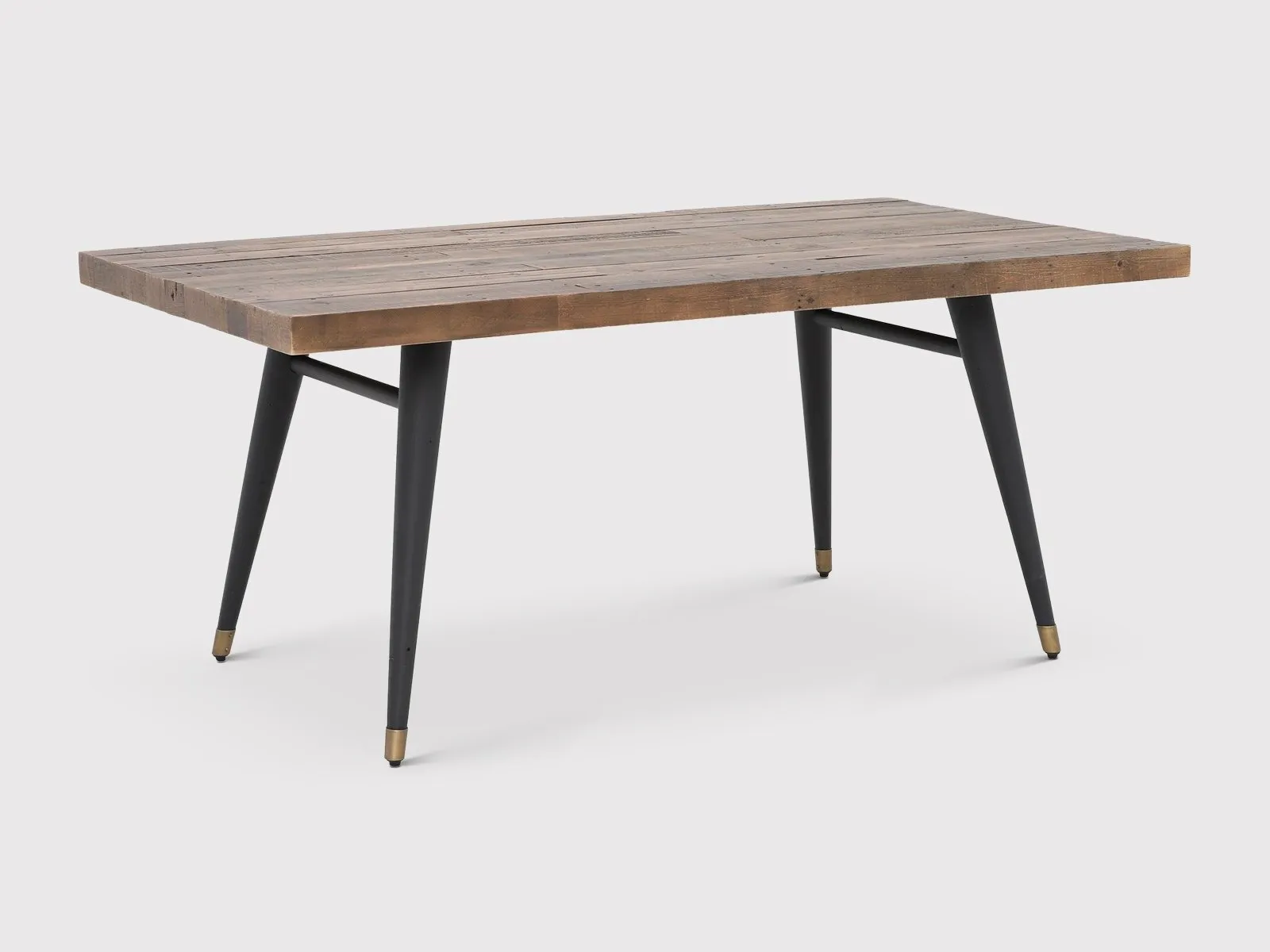 Rustic wood dining table with black tapered legs