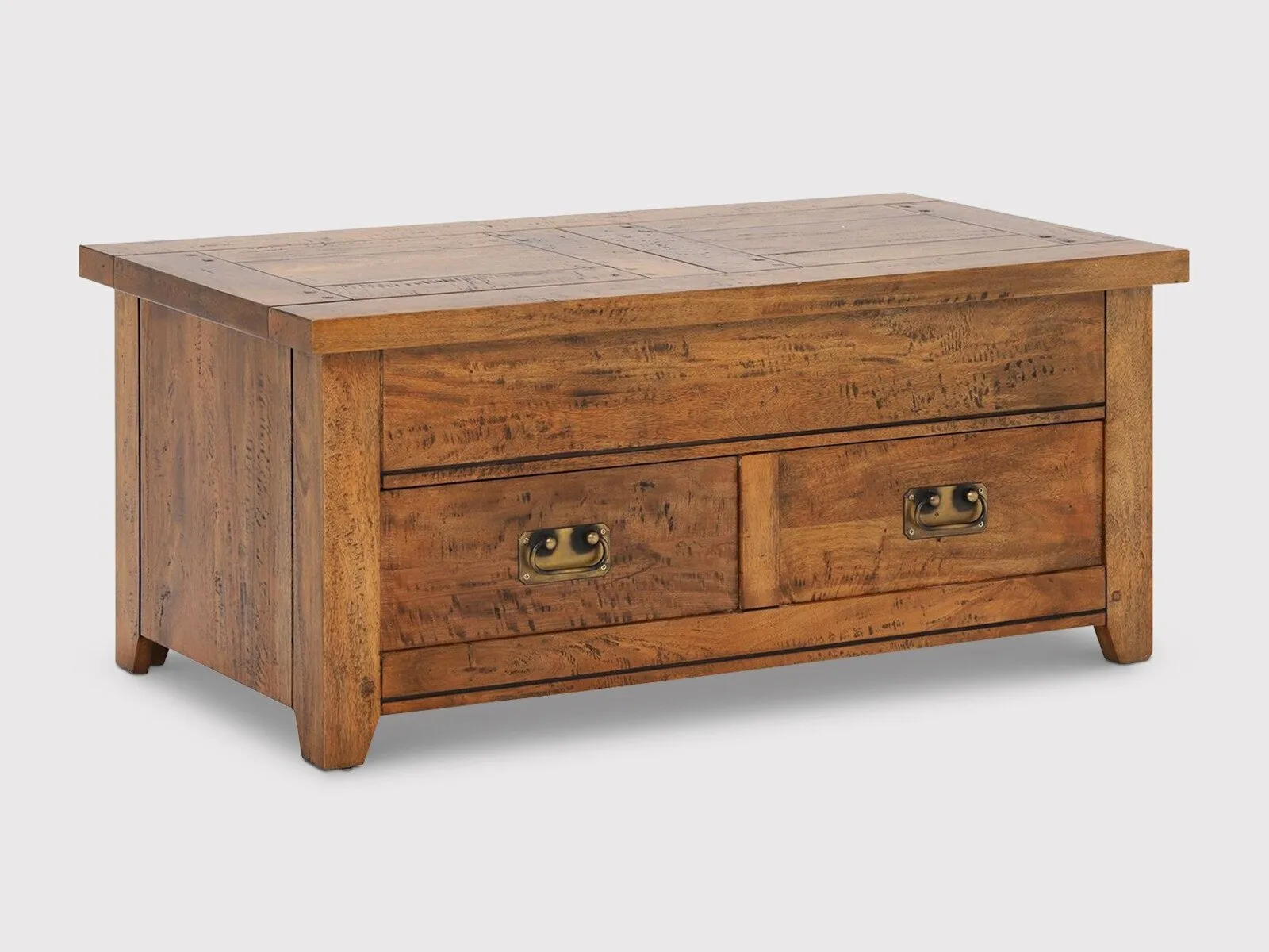Mango wood coffee table with 2 drawers
